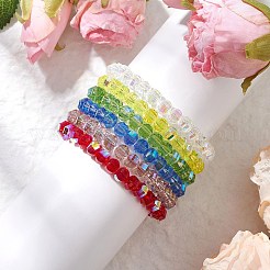 Прозрачные гальванические стеклянные бусины с корейскими эластичными хрустальными нитями браслеты&nbsp;BJEW-JB11687
