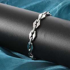 Браслеты-цепочки из нержавеющей стали 304 с ромбовидными звеньями для женщин и мужчин&nbsp;BJEW-F488-66P