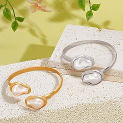 2шт. 2-х цветные железные браслеты-манжеты&nbsp;BJEW-GO0002-23