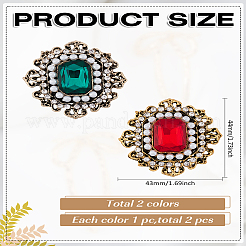 2 шт. 2-х цветные броши-булавки из сплава в стиле барокко со стразами&nbsp;JEWB-LP0001-09