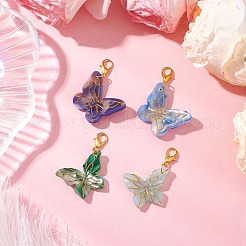 4шт 4-х цветная подвеска-бабочка из ацетата целлюлозы (смолы)&nbsp;HJEW-JM03046