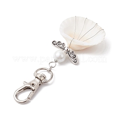 Подвески из натуральной ракушки из сплава ангела и проволоки в обертке&nbsp;HJEW-JM02017-04
