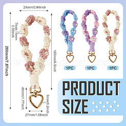 3 шт. хлопчатобумажные плетеные цветочные подвески-украшения&nbsp;AJEW-TA0002-72C