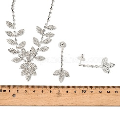 Комплект из висячих серег-гвоздиков и ожерелий с подвесками в виде листьев из латуни и страз для женщин&nbsp;SJEW-M102-07S