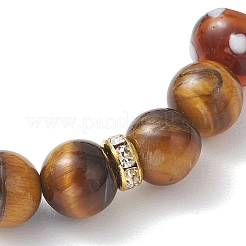 Эластичные браслеты для женщин из натурального тигрового глаза и бусин&nbsp;BJEW-JB13317-01