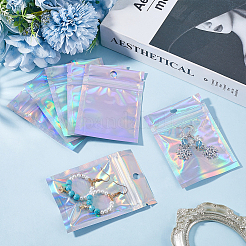 100 шт. прямоугольные пластиковые блестящие голографические пакеты с застежкой-молнией&nbsp;OPP-SP0001-03A