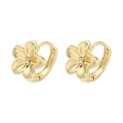 Серьги-кольца из латуни с цветком&nbsp;LS-EJEW-Z102-01G