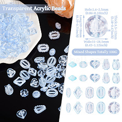 100 г прозрачных акриловых бусин&nbsp;OACR-TA0003-22C