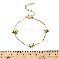 Браслеты из нержавеющей стали 304 с цветочными звеньями&nbsp;LS-BJEW-Q040-06G