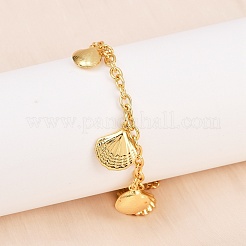 Летние браслеты с подвесками в виде морских животных из нержавеющей стали 304&nbsp;BJEW-D359-16E-G