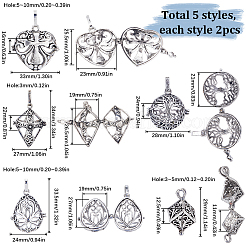 10 шт. 5 стиля филигранных латунных подвесок-клеток&nbsp;KK-SC0003-77D