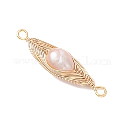 Подвески-соединители в форме конского глаза из натурального культивированного пресноводного жемчуга с медной проволокой&nbsp;PALLOY-JF04766