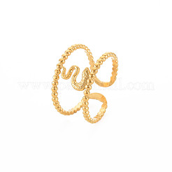 Ионное покрытие (ip) 304 нержавеющая сталь змея широкое открытое кольцо-манжета для женщин&nbsp;RJEW-S405-239G