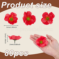 80 шт. головки искусственных цветов из ткани&nbsp;AJEW-GA0009-23