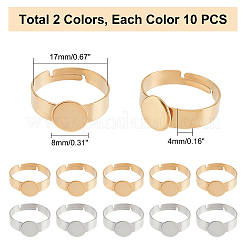 20 шт. 2 цвета ионного покрытия (IP) регулируемые кольца для пальцев из нержавеющей стали 304&nbsp;STAS-UN0032-61