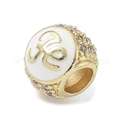 Латунные микропаве прозрачные кубические циркониевые эмалевые европейские бусины&nbsp;LS-KK-K368-19G-02