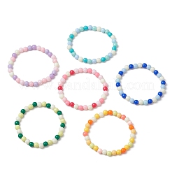 Непрозрачные акриловые круглые тянущиеся браслеты для детей&nbsp;BJEW-JB11651