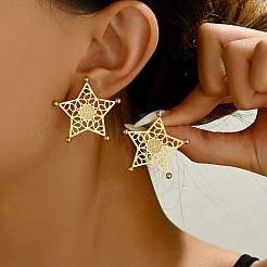 Полые серьги-гвоздики из нержавеющей стали в форме звезды&nbsp;BW4018