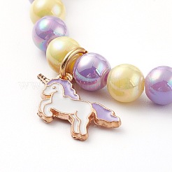 Детский эластичный браслет из непрозрачных бусин из акрила&nbsp;BJEW-JB06498