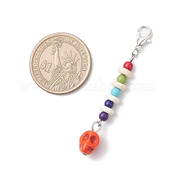 Подвески-черепа из окрашенной синтетической бирюзы на Хэллоуин&nbsp;HJEW-JM03902