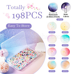 198 шт. 9-цветные матовые стеклянные бусины с эффектом кракле&nbsp;DGLA-TA0001-23