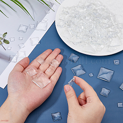 150шт 8 стиля прозрачные стеклянные квадратные кабошоны&nbsp;GGLA-FH0001-04