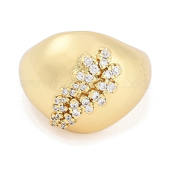 Латунные микро проложить манжеты кольца кубического циркония&nbsp;RJEW-U030-03G-01