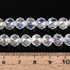 Нити из прозрачных круглых бусин с цветным покрытием ab&nbsp;EGLA-T029-8mm-12T-18