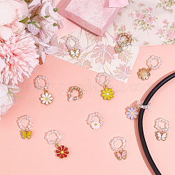 12 шт. 12 стиля цветок сердце бабочка сплав эмаль и смола и пластиковый жемчуг стетоскоп подвеска украшения&nbsp;HJEW-OC00262