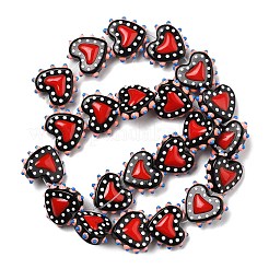 Запекаемые стеклянные бусины с рисунком в виде сердца&nbsp;LAMP-V001-07F