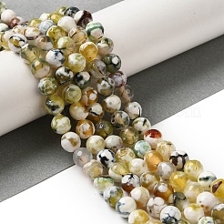 Нити окрашенных и нагретых натуральных агатовых бус с огненным кракелюром&nbsp;G-P539-B01-23