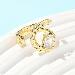 Латунные кольца-манжеты с микропаве и прозрачным цирконием для женщин&nbsp;RJEW-D307-01G-B