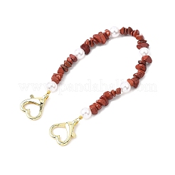 Декоративные цепочки для сумочек с бусинами из натуральной красной яшмы&nbsp;HJEW-JM04463-02