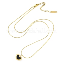 Ионное покрытие (ip) 304 нержавеющая сталь черная эмаль бостон цепи кулон сердце ожерелья для женщин&nbsp;NJEW-K276-13G