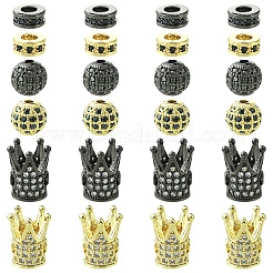 12шт 3 стиля латунные бусины с микропаве и кубическим цирконием&nbsp;ZIRC-YW0001-31G