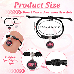 12шт 2 цвета слово надежда сплав стеклянные браслеты с подвесками&nbsp;BJEW-NB0001-13