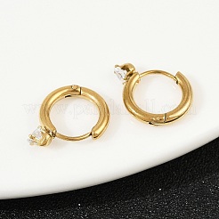 Кольцо из нержавеющей стали 304 с серьгами-кольцами в форме сердца&nbsp;EJEW-K268-37G