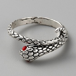 Кольцо-манжета из сплава в виде змеи со стразами&nbsp;RJEW-WH0002-22