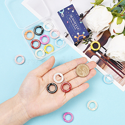 18 шт. 9-цветные кольца-пружинки из цинкового сплава со стразами&nbsp;FIND-SC0019-50B