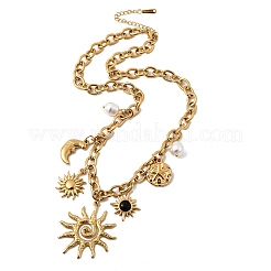 Ожерелья-нагрудники с подвеской в виде солнца из нержавеющей стали 304&nbsp;LS-NJEW-H073-01G