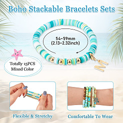 15шт полимерная глина бусины хейши браслеты наборы&nbsp;BJEW-TA00679