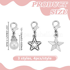 12 шт. 3 стиля подвески для обуви в виде звезд из сплава&nbsp;HJEW-DR00215