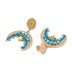 Серьги-гвоздики из стеклянного бисера в стиле бохо&nbsp;EJEW-MZ00275