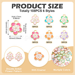 108шт 6 цвета сплава эмалевые подвески&nbsp;FIND-TA0006-62