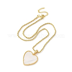 Женские кулоны в форме сердца из латуни с белой эмалью&nbsp;NJEW-K381-10G