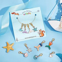 10 шт. 10 стильных эмалевых подвески с морской тематикой&nbsp;HJEW-NB0001-44