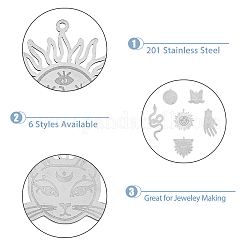 12 шт. 6 стиля подвески из нержавеющей стали 201&nbsp;STAS-DC0013-90
