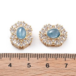 Латунные светло-голубые стеклянные овальные многорядные звенья&nbsp;KK-B125-12G