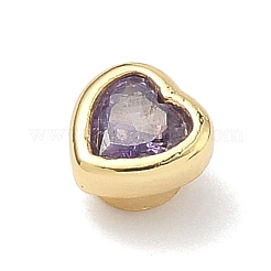 Кабошоны из кубического циркония в форме сердца из латуни с микропаве&nbsp;KK-P345-13G-D