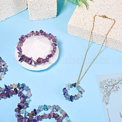 Нити бусин из натурального флюорита и натурального аметиста&nbsp;G-TA0002-43